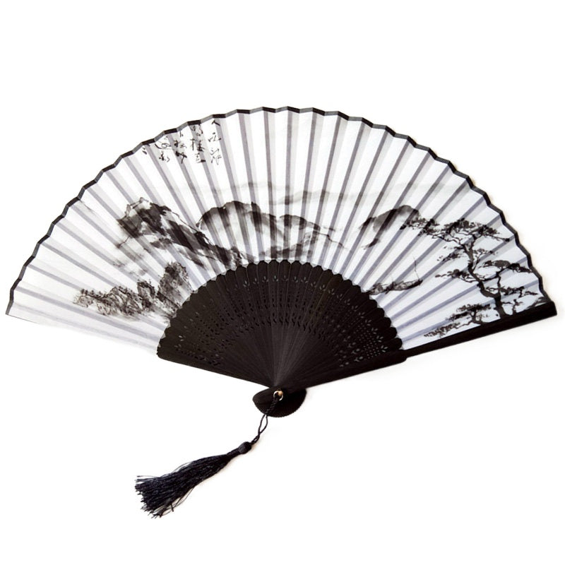 Black Plum Custom Text Ink Floral Silk Folding Fans for Baby Shower Wedding Favors