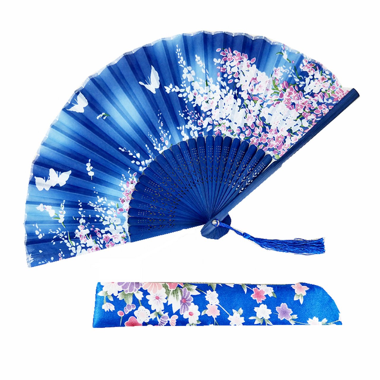 Dark Blue Custom Text Folding Fans for Bridal Shower Floral Silk Fans Wedding Favors