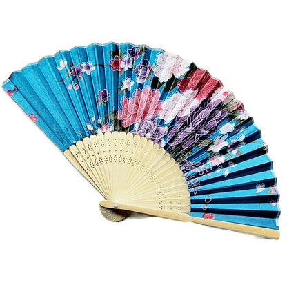 Custom Engraved Folding Fan Silk Flower Fans Wedding Favors Party Gift