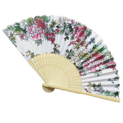 Custom Engraved Folding Fan Silk Flower Fans Wedding Favors Party Gift