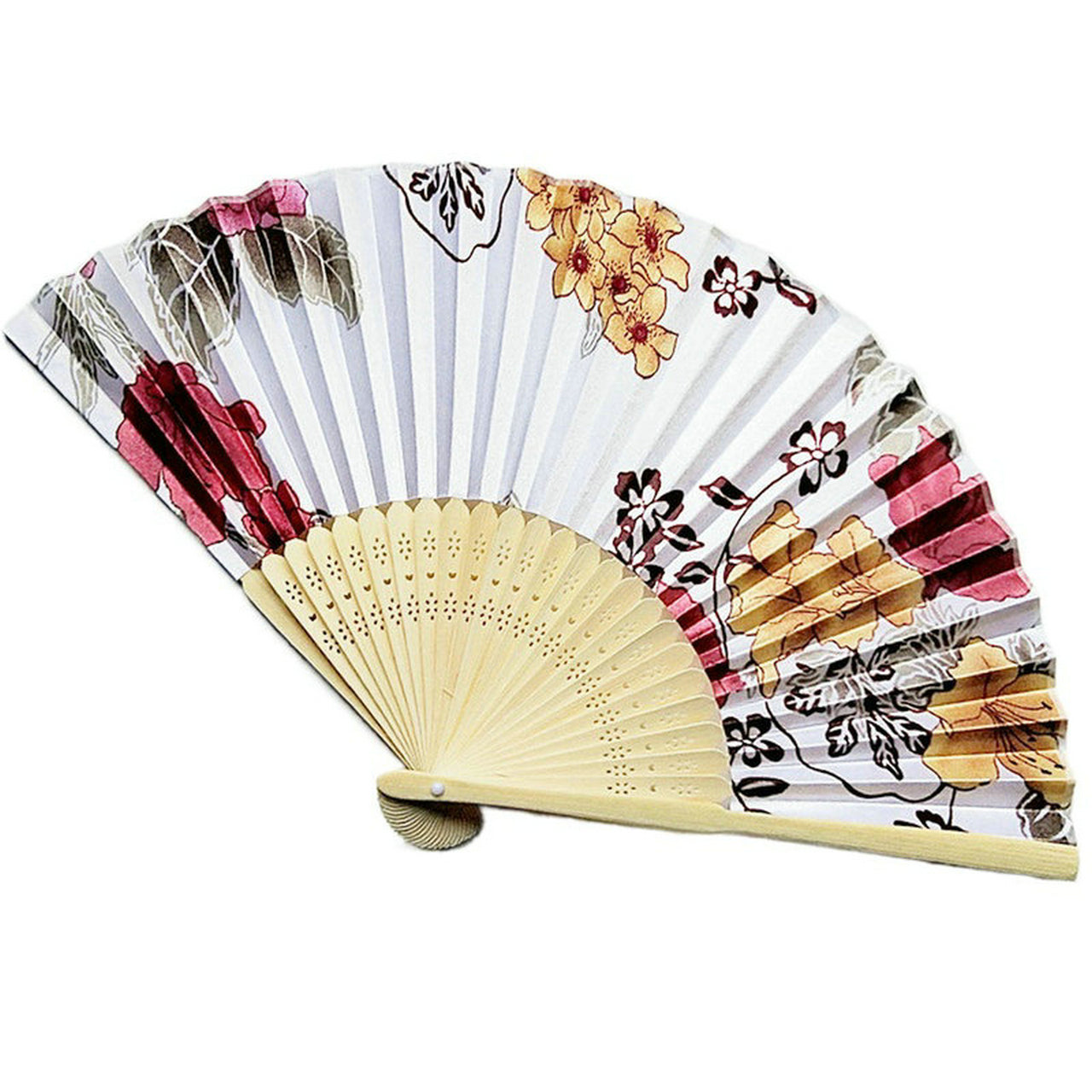 Custom Engraved Folding Fan Silk Flower Fans Wedding Favors Party Gift