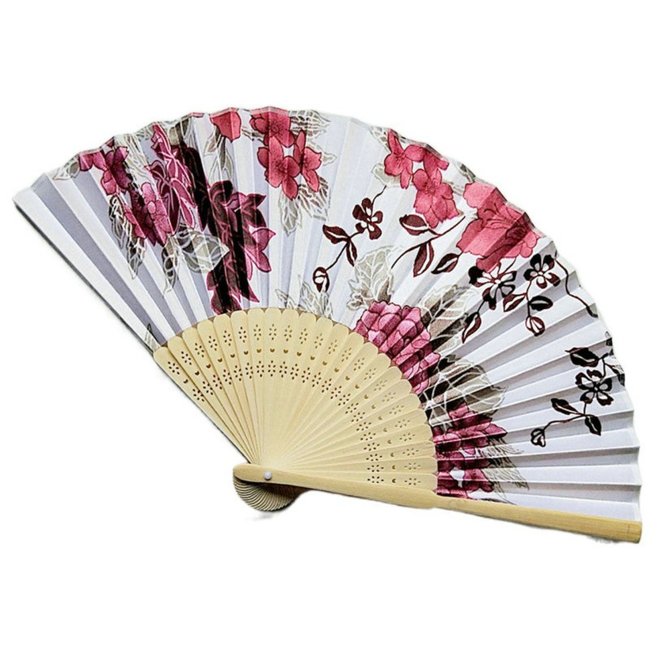 Dark Blue Engraved Silk Floral Fan Folding Fan Wedding Favors Party Gifts