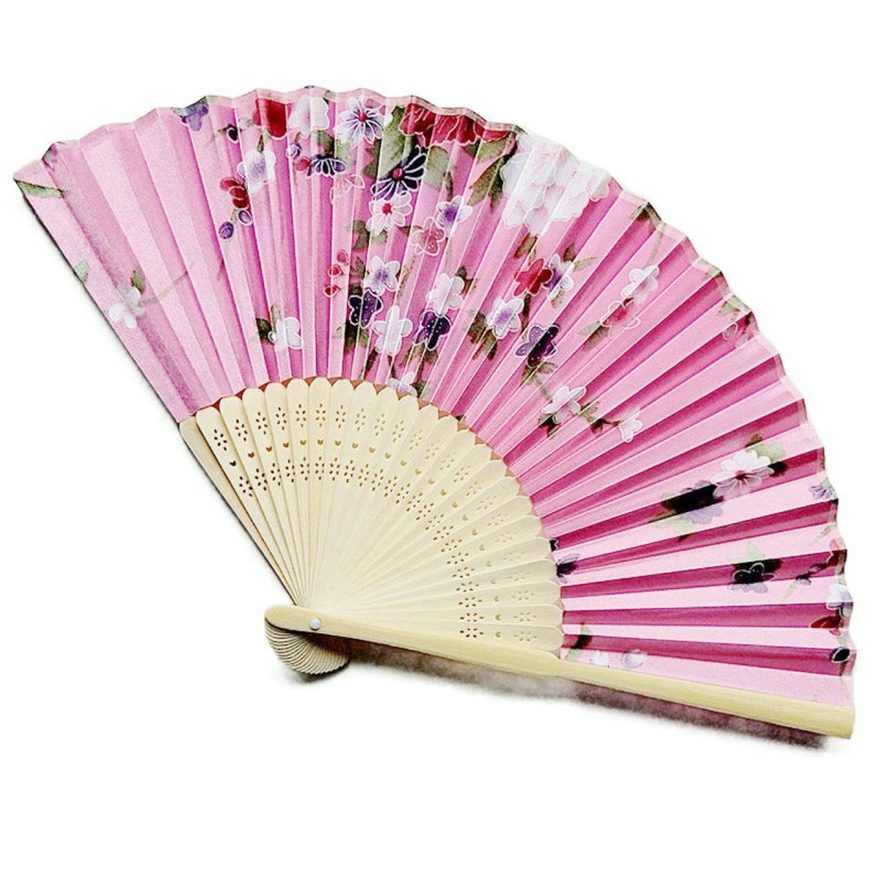 Wine Red Engraved Silk Floral Fan Folding Fan Wedding Favors Party Gifts