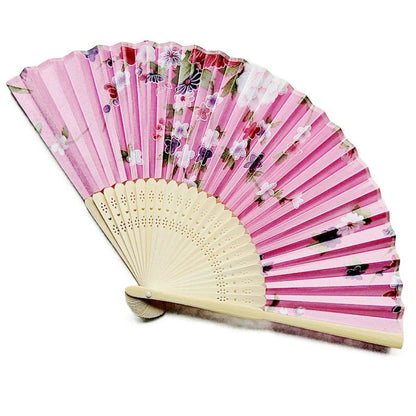 Wine Red Engraved Silk Floral Fan Folding Fan Wedding Favors Party Gifts