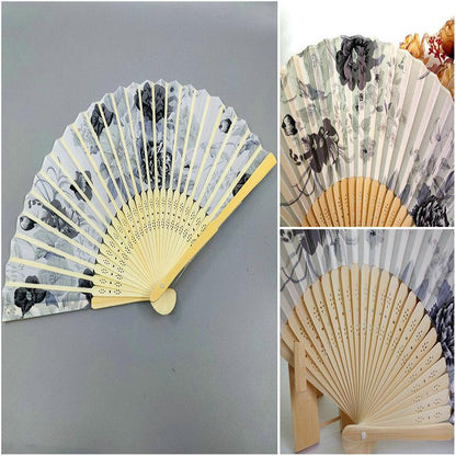 Golden Engraved Silk Floral Fan Folding Fan Wedding Favors Party Gifts