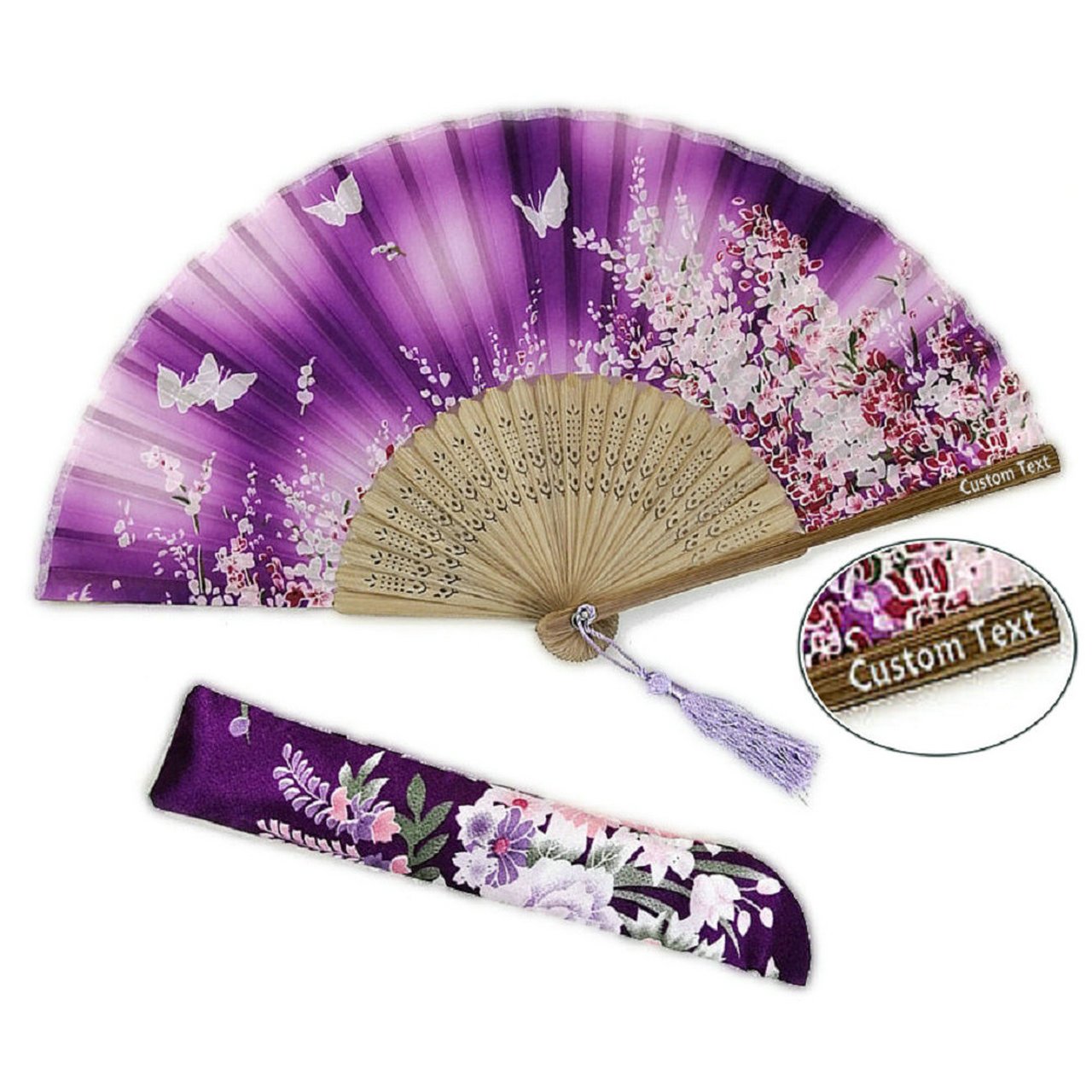 Mauve Custom Text Folding Fans for Bridal Shower Floral Silk Fans Wedding Favors