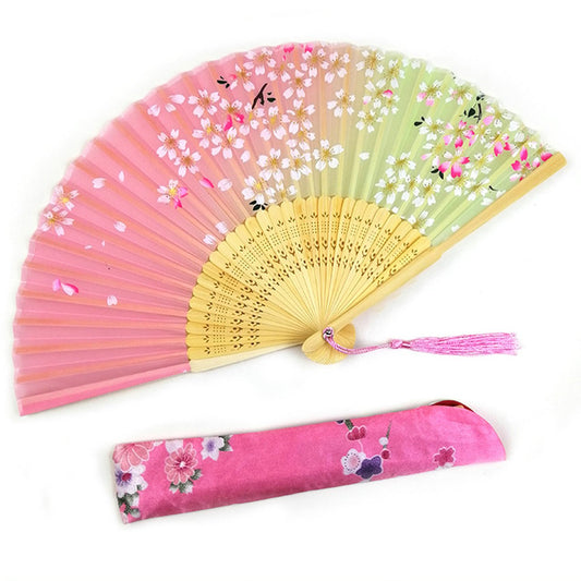 Pink Custom Text Folding Fans for Bridal Shower Floral Silk Fans Wedding Favors