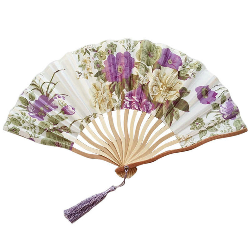 Custom Silk Bamboo Hand held Folded Fans for Bridal Shower Wedding Favors