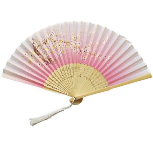 Pink Custom Text Floral Silk Folding Fans for Bridal Shower Wedding Favors