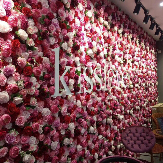 Candy Ivory Red Baby Pink Rose Flowers Wall Background Custom 3D Artificial Flowers Backdrops Wedding Event Birthday Baby Shower Floral Panels