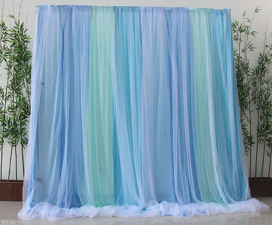 Blue Green Tulle Chiffon Curtain,Wedding Baby Shower Backdrop,Photography Prop