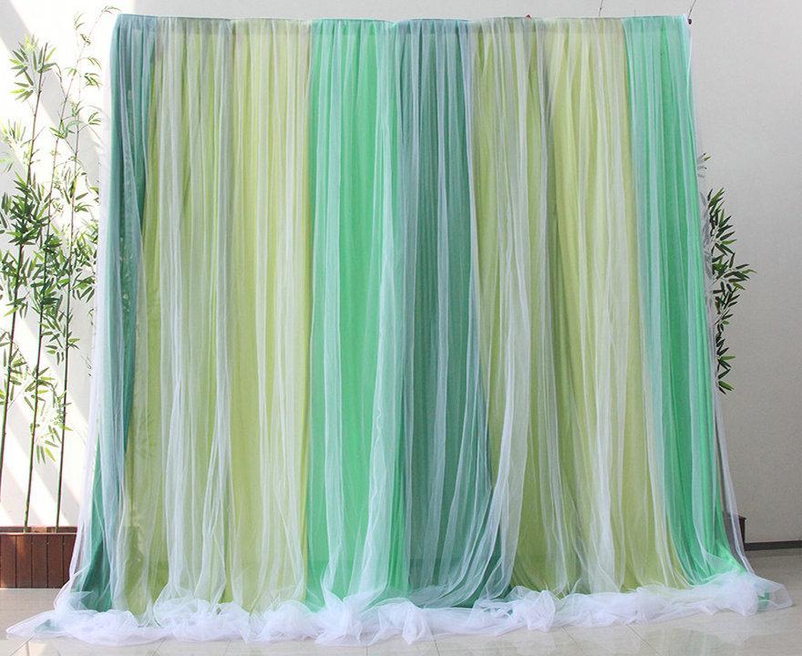 Yellow Green Tulle Chiffon Curtains Bridal Shower Wedding Ceremony Backdrop Baby Shower Backdrop Photo Booth Photography