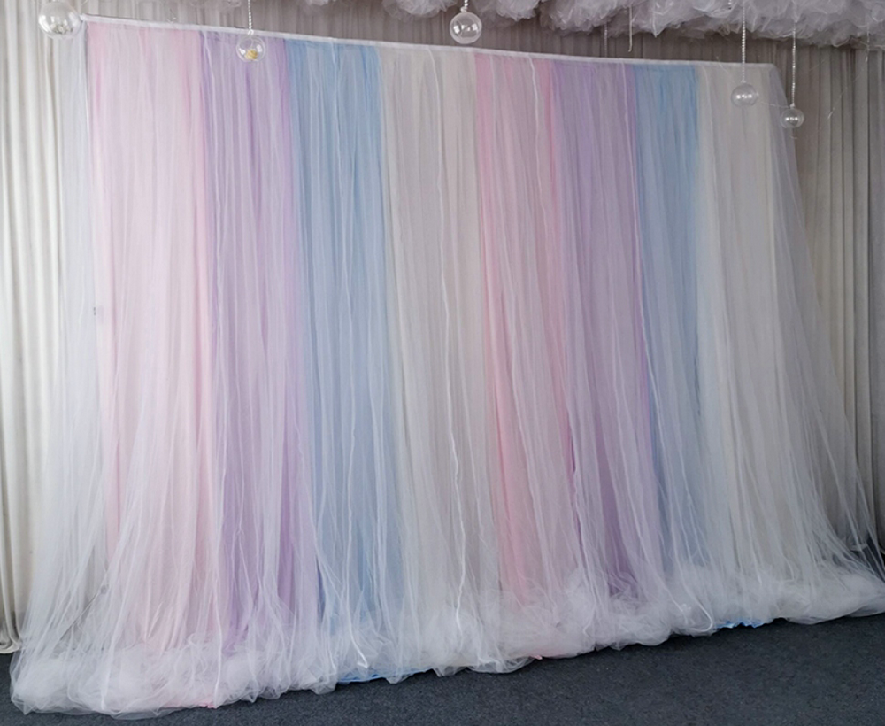 Sky Blue Tulle Chiffon Curtains Bridal Shower Wedding Ceremony Backdrop Baby Shower Backdrop Photo Booth Photography