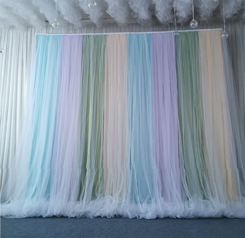 Sky Blue Tulle Chiffon Curtains Bridal Shower Wedding Ceremony Backdrop Baby Shower Backdrop Photo Booth Photography