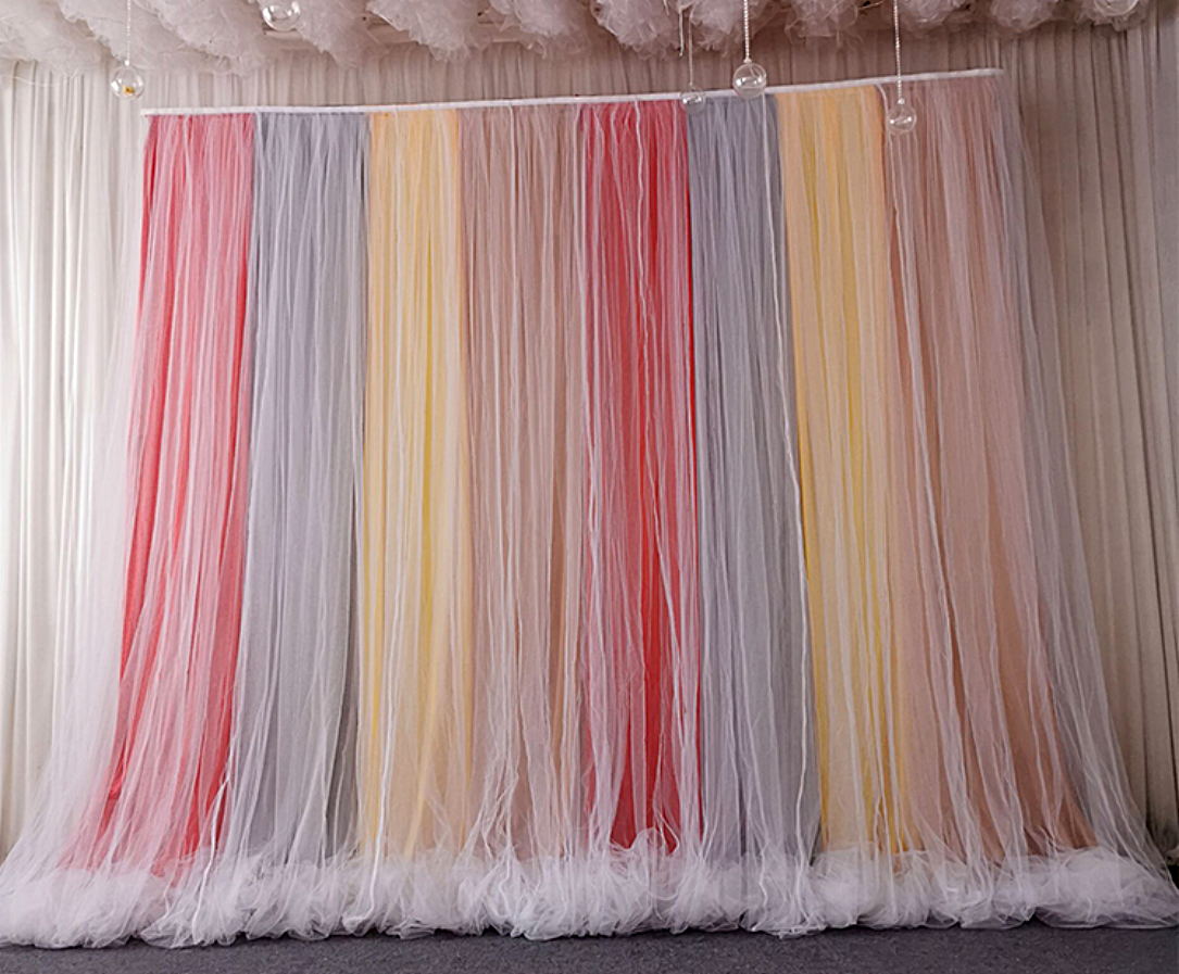 Yellow Green Tulle Chiffon Curtains Bridal Shower Wedding Ceremony Backdrop Baby Shower Backdrop Photo Booth Photography