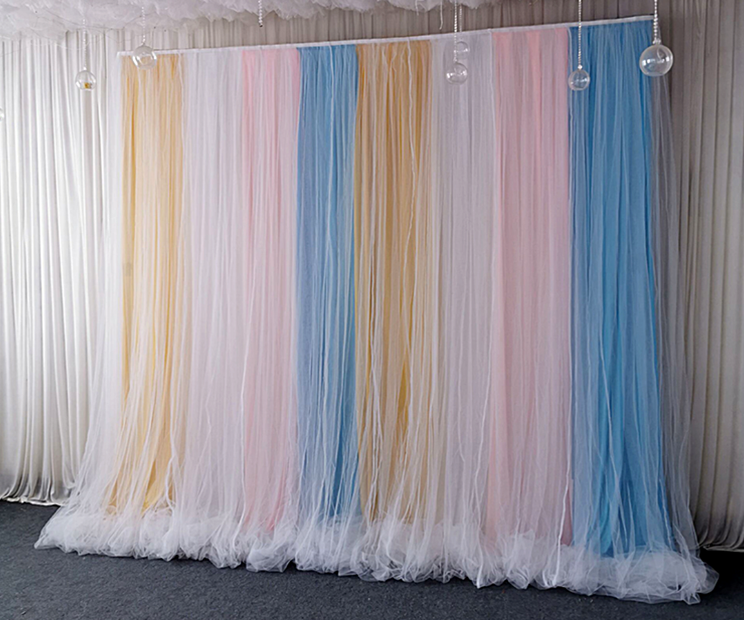 Pastel Colorful Tulle Chiffon Curtain,Wedding Baby Shower Backdrop,Photography Prop