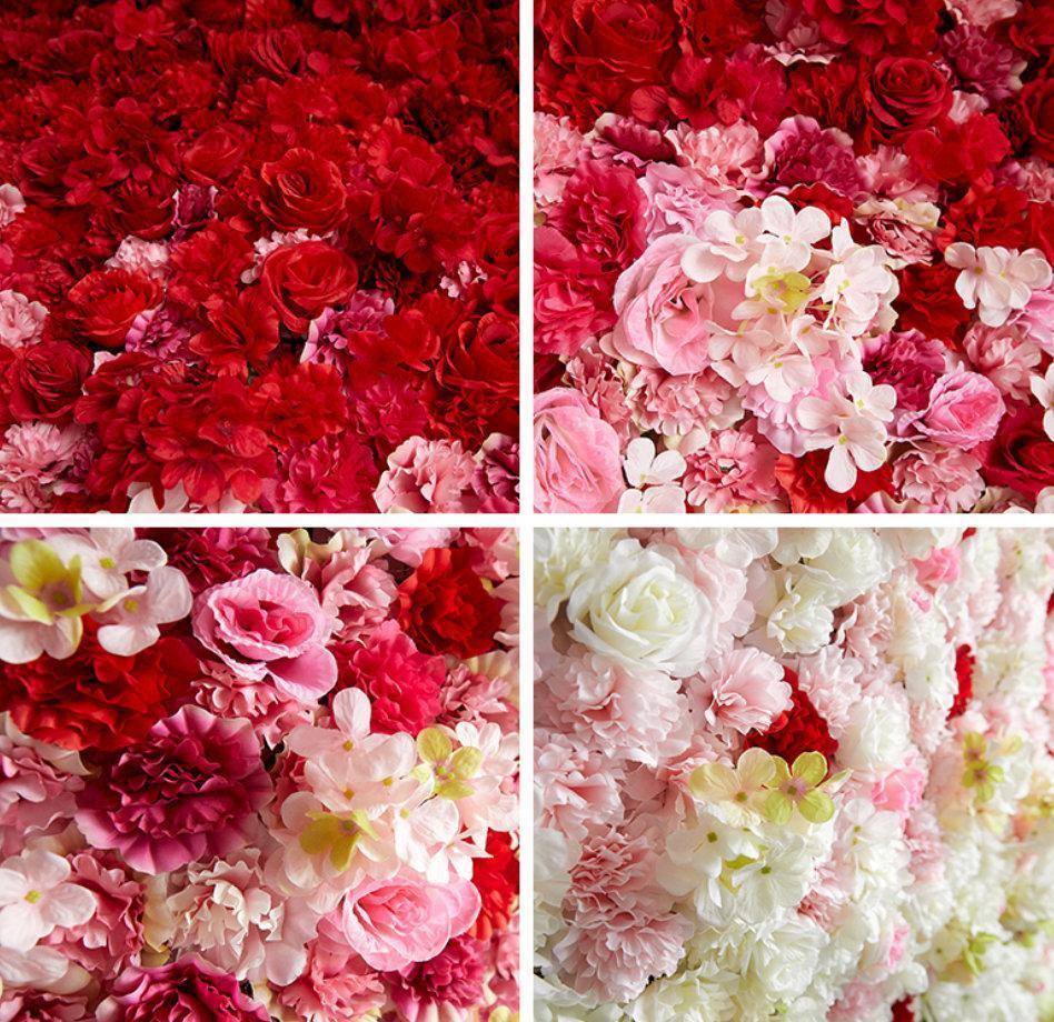 Candy Ivory Red Baby Pink Rose Flowers Wall Background Custom 3D Artificial Flowers Backdrops Wedding Event Birthday Baby Shower Floral Panels