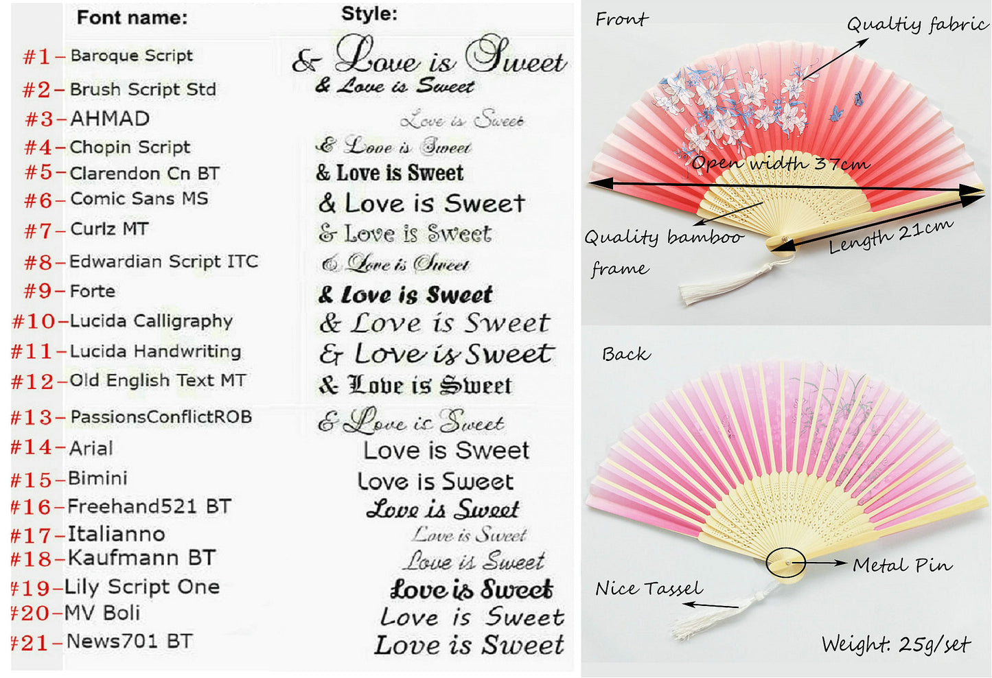 Blue Custom Text Folding Fans for Bridal Shower Floral Silk Fans Wedding Favors