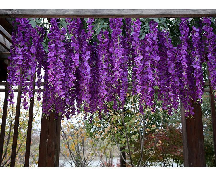 12pcs Length 24/35/47 inches Enthusiasm Red Wisteria Vine Hanging Flowers for Outdoor Indoor Wedding Ceremony Arch Custom Artificial Silk Floral Decors