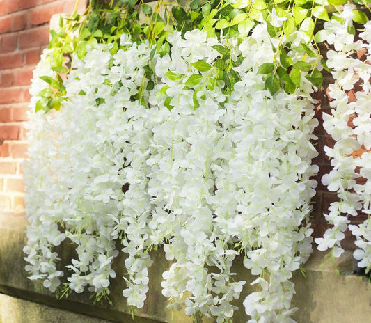 12pcs Length 24/35/47 inches Chaste Ivory Wisteria Vine Hanging Flowers for Outdoor Indoor Wedding Ceremony Arch Artificial Silk Floral Decors