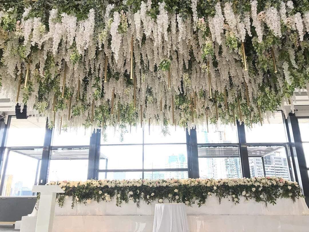 12pcs Length 24/35/47 inches Enthusiasm Red Wisteria Vine Hanging Flowers for Outdoor Indoor Wedding Ceremony Arch Custom Artificial Silk Floral Decors