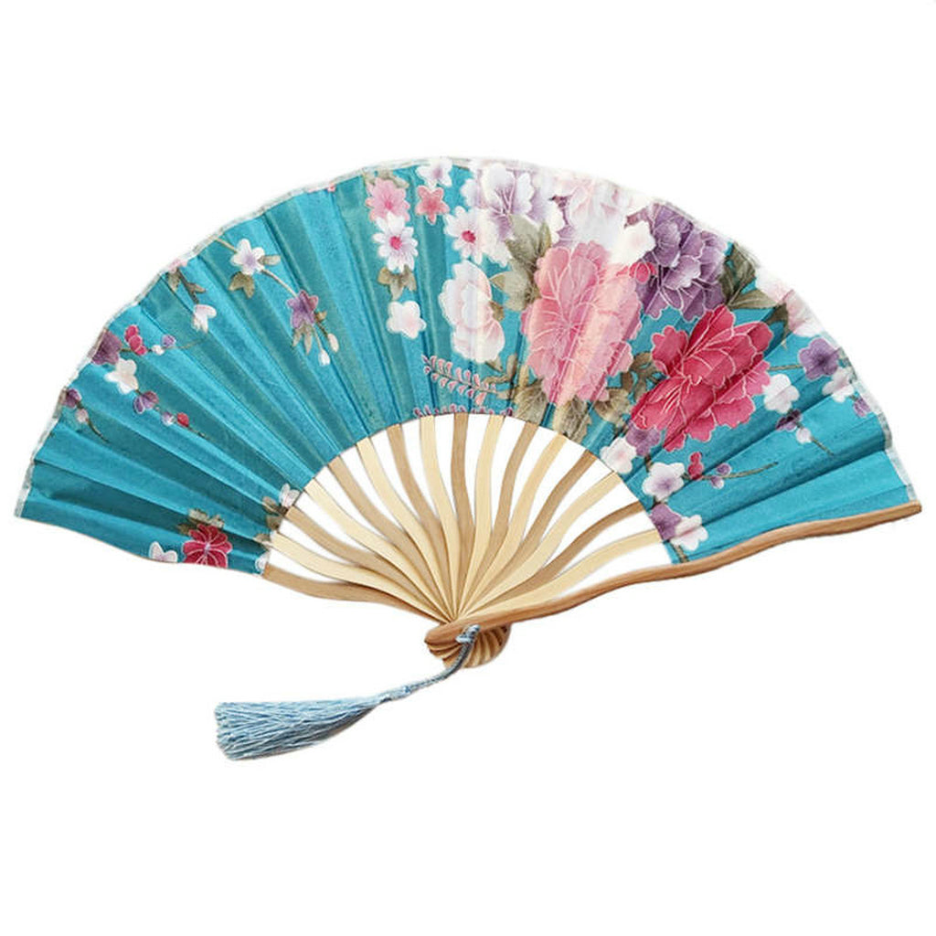 Custom Silk Bamboo Hand held Folded Fans for Bridal Shower Wedding Favors