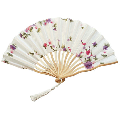 Custom Silk Bamboo Hand held Folded Fans for Bridal Shower Wedding Favors