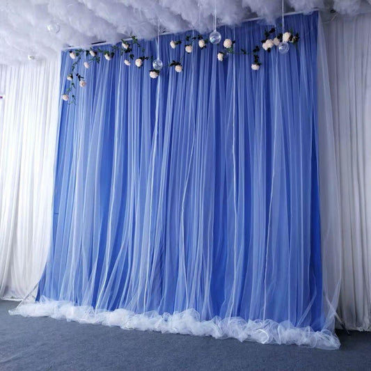 Dusty Blue Chiffon Curtain,Bridal Shower Wedding Backdrop Baby Shower Backdrop Photography