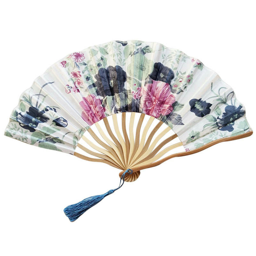 Custom Silk Bamboo Hand held Folded Fans for Bridal Shower Wedding Favors