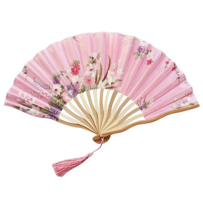 Custom Silk Bamboo Hand held Folded Fans for Bridal Shower Wedding Favors