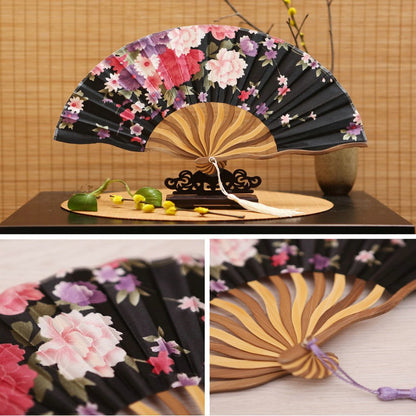 Pink Custom Silk Bamboo Hand held Folded Fans for Bridal Shower Wedding Favors