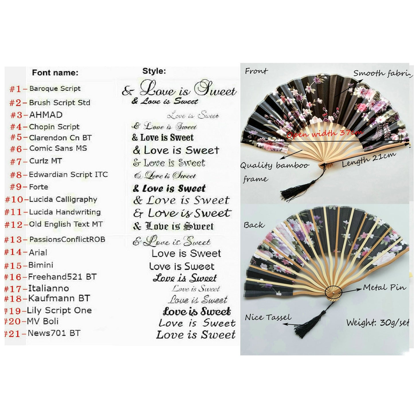 Pink Custom Silk Bamboo Hand held Folded Fans for Bridal Shower Wedding Favors